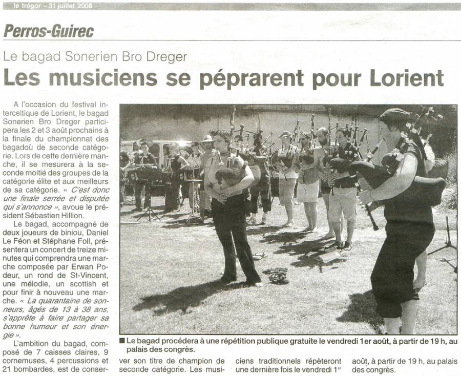 Les musiciens se préparent pour Lorient