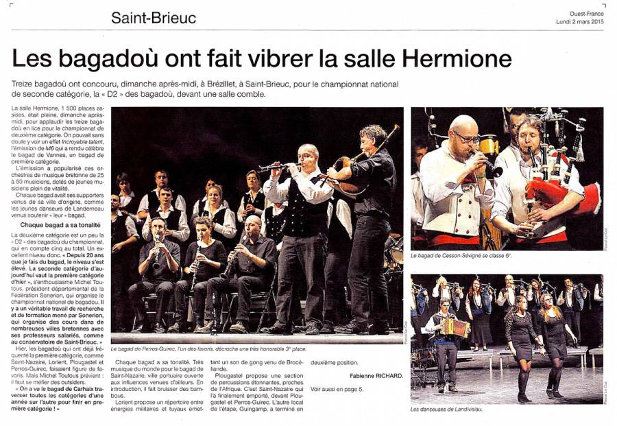Les bagadoù ont fait vibrer la salle Hermione